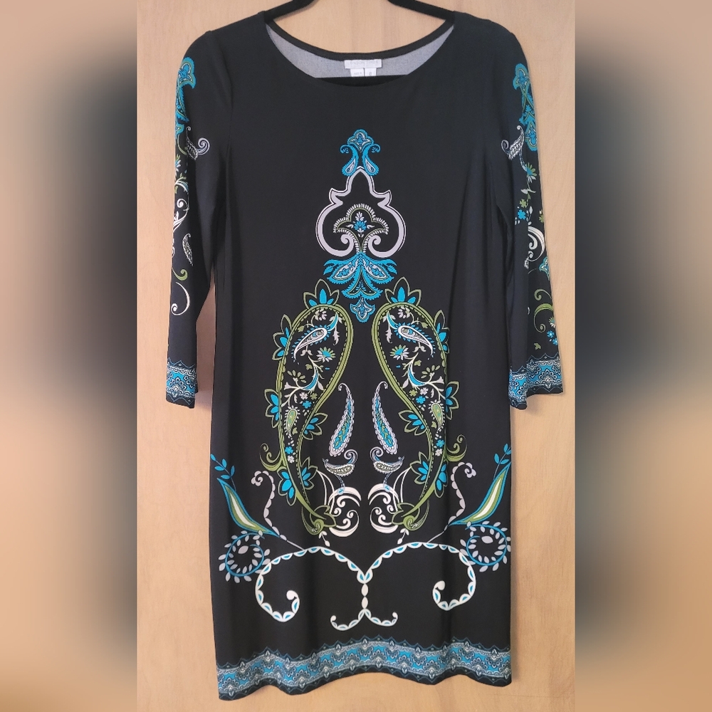 London Times Black Paisley dress